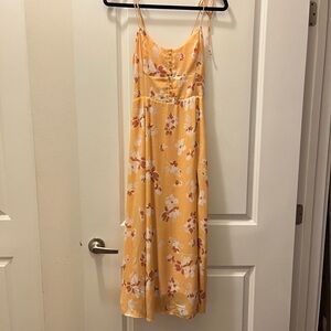 Abercrombie & Fitch Floral Pastel Yellow Midi Dress